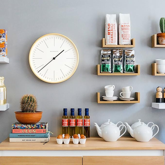NEWGATE® Mr Clarke Wall Clock | Large Scandi Inspired Plywood Clock | 16 inch | Pale Wood case with Marker dial | Modern Minimalist Design for Kitchen, Living Room or Office