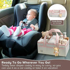 PeraBella XL Diaper Caddy Organizer With Handle, Baby Shower Gifts Basket Bag, Registry Search Must Haves Items, Newborn Girl Boy Nursery Storage Organizer, Baby Bag Essentials, Car Diaper Caddy Cart