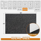 Mibao Front Door Mat, Dirt Trapper Welcome Mat for Outdoor Indoor, Non-Slip Waterproof Doormat, Durable Machine Washable Low Profile Entry Rug for Back Door Outside Patio Porch, 60" x 36", Black