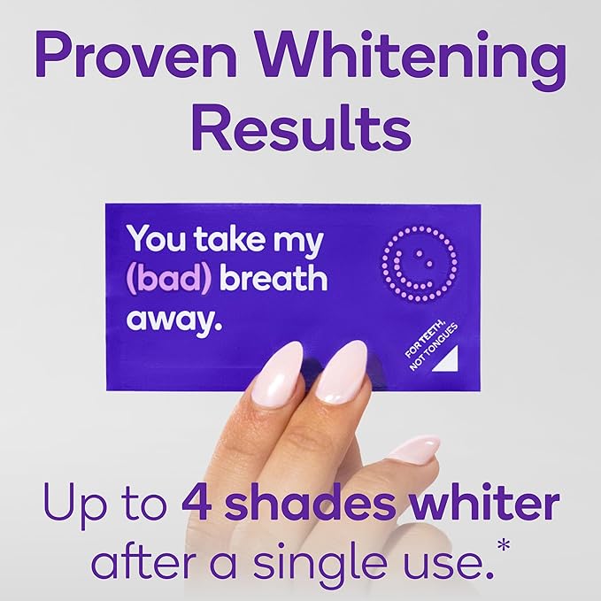 Burst Teeth Whitening Breath Strips (Polar Mint/1 Pack) | Instantly Freshens Breath on The Go | Visibily Whiter Teeth in Just One Use | Dissolves on Teeth