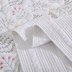 MarCielo 3-Piece 100% Cotton Oversized Bedspread Lightweight Quilt Coverlet Embroidery Farmhouse Bedding Set(TL Floral White,Oversized King (118"x106"))