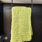 Chunky Knit Blanket Throw 40"x60", Chenille Throw Blankets, Handmade Warm & Cozy Blanket Couch Bed Home Decor, Soft Breathable Fleece Banket, Christmas for Couch Bed Sofa Best Gift (Green)