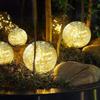 Solar Garden Lights Outdoor Waterproof, 6 Pack LEDs Cracked Glass Ball Light, Ground Landscape Garden Decor, Solar Globe Decorative for Pathway/Patio/Lawn/Yard (Warm White, 3.9")