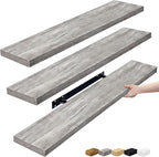 Sorbus Floating Shelves for Wall - 35 Inch Long Bathroom Shelves, Wall Decor for Bedroom, Kitchen, Living Room & Book Storage - Mounted Floating Shelf with Invisible Brackets (Gray, 3 Pack)