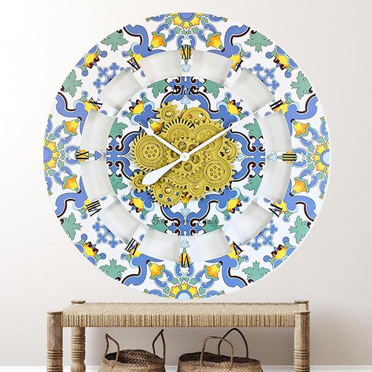 The Gears Clock Wall Clock Italy Collection with Moving Gears (Meta, 36 inch Round)