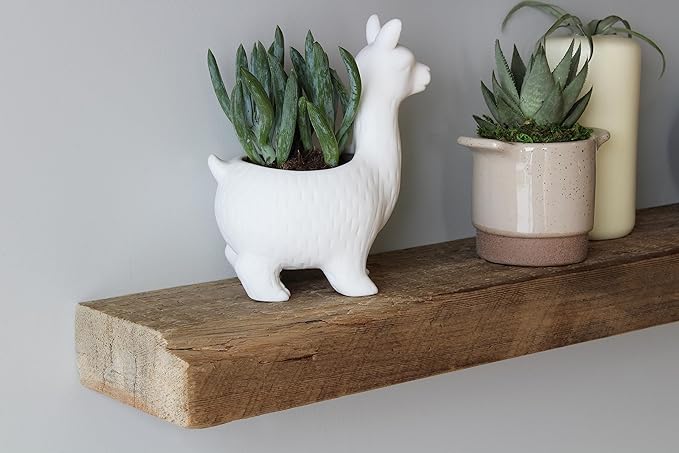 Urban Legacy Reclaimed Barnwood Planks | Floating Shelves for Wall w/Flush Mount Shelf Bracket Set Included | Set of 2 (Natural, 40"x 4.5"x 2")