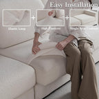 Couch Cushion Covers for Sectional Sofa, Stretch Soft Sofa Slipcovers Washable Wear-Resistant Universal Furniture Protector for Living Room(1 Piece Oversized Cover, Ivory)