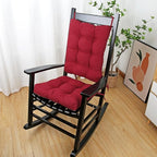 BUYUE Chair Cushion Set for Rocking Chair, Back Pillow & Seat Cushion with Ties, Original Woven Fabric Non-Slip Chair Pads for Elderly Sitting, Red