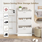 Shoe Storage Cabinet with 3 Flip Drawers, Narrow Shoe Cabinet Freestanding Slim Shoe Storage Organizer for Entryway, Hallway, Entrance, Bedroom, Living Room, White