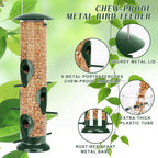 FEED GARDEN Metal Tube Bird Feeders for Outdoors Hanging, 6-Port Bird Feeder for Outside, Finch Feeders for Outside, Squirrel Proof Bird Feeders with Heavy Duty Metal Lid, Chew-Proof