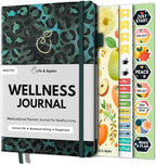 Life & Apples Wellness Journal Planner – Food Log, Fitness Tracker, Habit Tracker, Weight Loss Journal for Diet Tracking and Health Goals, Undated, Size A5, Leopard