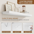 fuqing Floating Shelves for Wall, Bathroom Shelf Wall Mounted for Storage, Shelves with Invisible Bracket for Bedroom, Kitchen, Living Room, Farmhouse Small Book Shelf, 32 Inch Set of 2, White