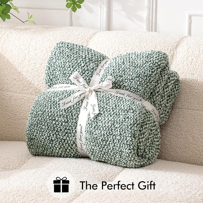 MIULEE Green Super Soft Throw Blanket for Bed, Twin Size Cozy Fluffy Warm Blankets Knit Blankets for Couch, Sofa, Chair, Living Room, Camping, Picnic, 60 x 80 inch