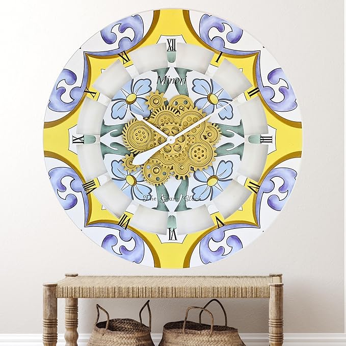 The Gears Clock Wall Clock Italy Collection with Moving Gears (Minori, 36 inch Round)