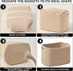Decorative Storage Baskets for Organizing Shelves, Toy Basket for Nursery, Woven Cotton Rope Baskets for Decor, Towel Basket for Bathroom, 15"x11"x9.5", 3 Packs, Brown