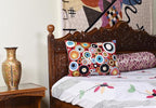 Lumbar Red Polka Dots Decorative Pillow Cover Contemporary Pillowcase Farmhouse Chair Cushion Modern Outdoor Pillowsham Couch Cushion Hand Embroidered Wool Size - 14x20