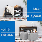 Bidtakay Collapsible Storage Bins for Clothes Large Grey Storage Baskets with Cotton Handles 17x12x15 In Set of 2 Fabric Cubby Storage Bins Livingroom Home Decorative Storage Organizer for Blankets