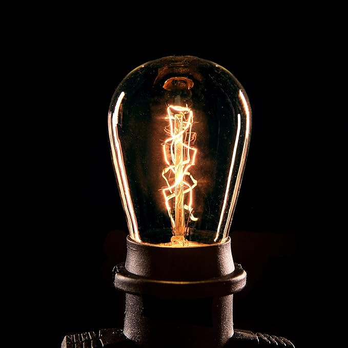 Hometown Evolution, Inc. E26 Outdoor Commercial String Lights with Suspended Socket for Weatherproof Heavy Duty Vintage Outside Lighting (S14 Zig Zag Edison 11 Watt Bulbs, 50 Foot 25 Socket)