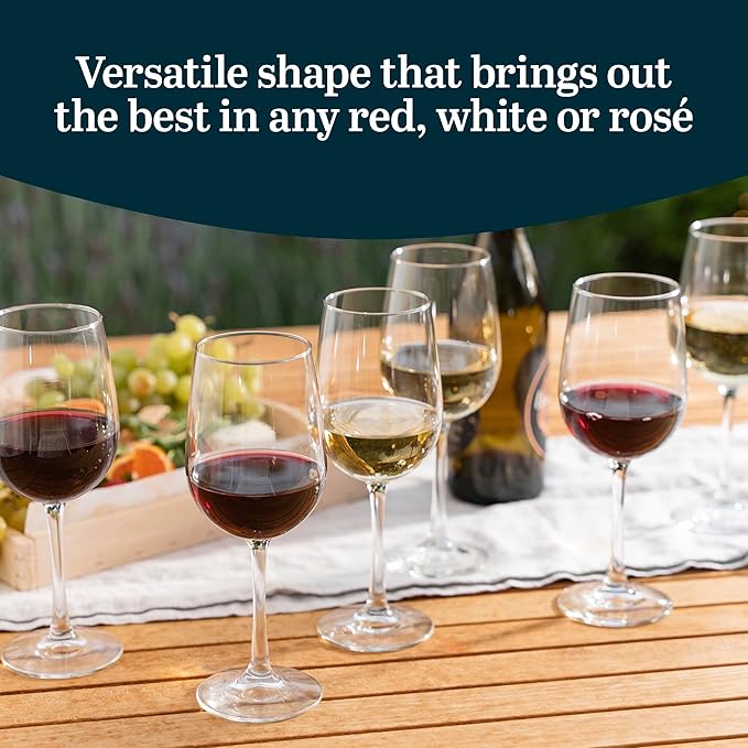 Libbey Vina Tall Wine Glasses Set, All Purpose Red and White Wine Glasses Set of 12, Professional Grade Glass Wine Glasses for Gatherings, Events