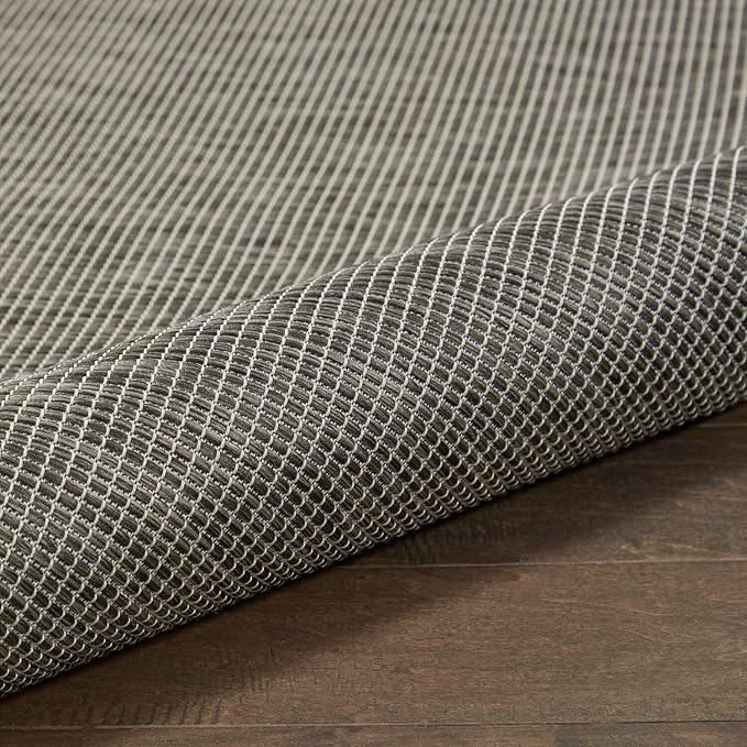 Nourison Positano Indoor-Outdoor Charcoal 7' x 10' Area Rug, Easy Cleaning, Non Shedding, Bed Room, Living Room, Dining Room, Backyard, Deck, Patio (7x10)