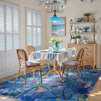 LIVEBOX Washable Jungle Animal Print 5x7 Blue Rug for Living Room, Non-Slip Kids Bedroom Rugs for Boy Playroom Kid Baby Room, Soft Stain Resistant Blue and Green Rug for Nursery Boy Dining
