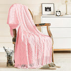 inhand Knitted Gift Throw Blankets for Couch and Bed,Valentines Day Decor Blanket for Her Him Girlfriend Wife, Pink Romatic Lightweight Decorative with Tassel, Farmhouse Warm Woven for Women, 60"x80"