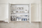 Nxconsu Cabinet Shelf Expandable Height Adjustable Shelf Organizer Riser for Kitchen Cabinet Pantry Cupboard Under Sink Countertop Organization Storage Space Saver Stackable Heavy Duty Metal White XXL