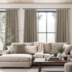 Back Tab Blackout Long Curtains for Living Room Darkening Light Blocking Brown Linen Drape 108 Inch Length 2 Panels Earth Tone Thermal Insulated Noise Reducing Heat Large Window Curtain 9ft Extra Long