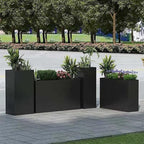 Galvanized Steel Metallic Heavy Planter for Outdoor Plants Metal Outdoor Planter Spliced Flower Box with Partitions for Outside,Indoor,Garden (Black, 30 * 12 * 24)