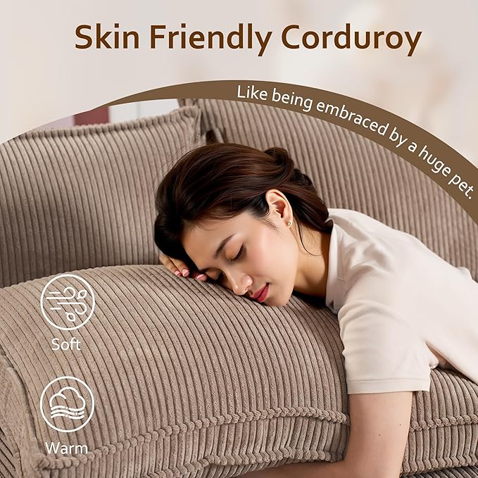 HOOOWOOO Modular Sectional Sofa Couch,Matching Free Combination Cloud Couch Ottoman Chair(Camel Corduroy)