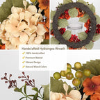 Fall Wreaths for Front Door, 20 inch Autumn Wreath with Hydrangeas Berries Fall Door Wreath Artificial Hydrangea Flowers Wreaths Autumn Decorations for Farmhouse Thanksgiving Harvest Door Wall Outside
