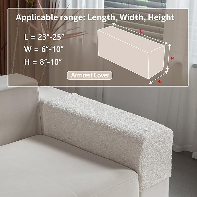 Couch Cushion Covers for Sectional Sofa, Stretch Soft Sofa Slipcovers Washable Wear-Resistant Universal Furniture Protector for Living Room(1 Piece Armrest Cover, Ivory)