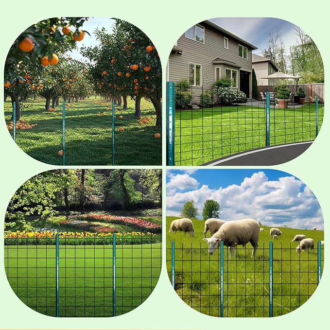 ARIFARO Fence Posts 4 Feet Sturdy Duty Metal Fence Post, Pack of 10, No Dig Garden U Post for Wire Fencing Steel Post for Yard, Outdoor Wire, FP-4FT