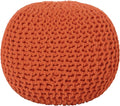 REDEARTH Round Pouf Ottoman - Hand Knitted Cable Boho Poof - Pouffe Circular Footrest for Living Room - Bedroom - Patio - 100% Cotton (19.5"x19.5"x14") - Burnt Orange