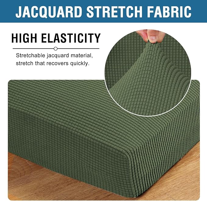 H.VERSAILTEX Super Stretch Individual Chaise Cover Sectional Couch Covers for L Shaped Sofa Both Left/Right Featuring Thick Jacquard Textured Twill Fabric (1 Piece Chaise Cover, Bronze Green)