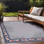 Beverly Rug Outdoor Rug 6x9 Modern Bordered Area Rugs for Indoor and Outdoor Patio Easy to Clean Non Shedding Living Room Porch Garden Washable Outside Carpet (6 x 9 Gray)