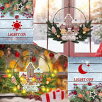 Light up Christmas Wreaths for Front Door, Welcome Metal Wooden Door Wreath Decor Hanging Sign, 30 LED Lighted Wall Decor Battery Operated for Halloween Indoor Outdoor (Gingerbread Man)