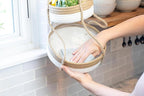 CEDAR+PINE 3-Tier Lined Hanging Fruit Basket Natural Woven Cotton with Strong Jute Rope Hanger in Gift Box Modern Hanging Basket for Kitchen