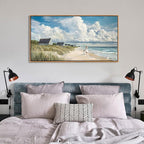 HGUAOA Coastal Canvas Wall Art - Large Landscape Wall Art for Living Room - Ocean and Beach Painting - Blue Artwork for Bedroom Decor - Above Bed Wall Pictures -Beach Theme Print Art