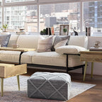 SIMPLIHOME Cowan Contemporary Square Pouf in Grey, Natural Handloom Woven for the Living Room, Bedroom and Kids Room