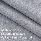 Blackout Curtains 90 Inch Length 2 Panels Set, 100% Black Out Textured Thermal Curtains, Grommet Privacy Light Blocking Drapes for Living Room Bedroom Luxury Decor(52W × 90L inch, Light Grey)