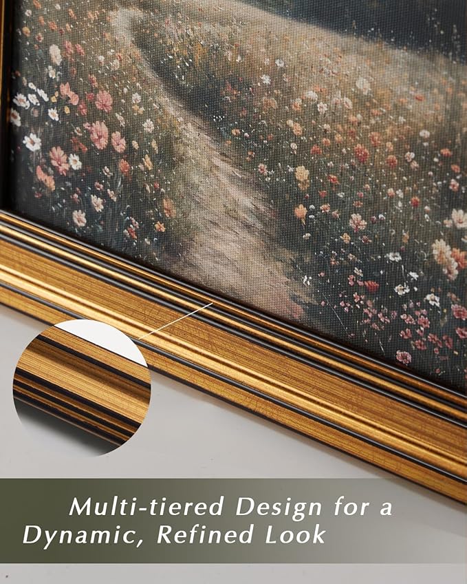 HUARCEY Gold Framed Vintage Wall Art for Living Room, Flowers Painting Canvas Prints Shelf Decor for Kitchen, Aesthetic Bedroom Wall Art, Christmas Gifts for Friends Family (White Hydrangea 16"x24")