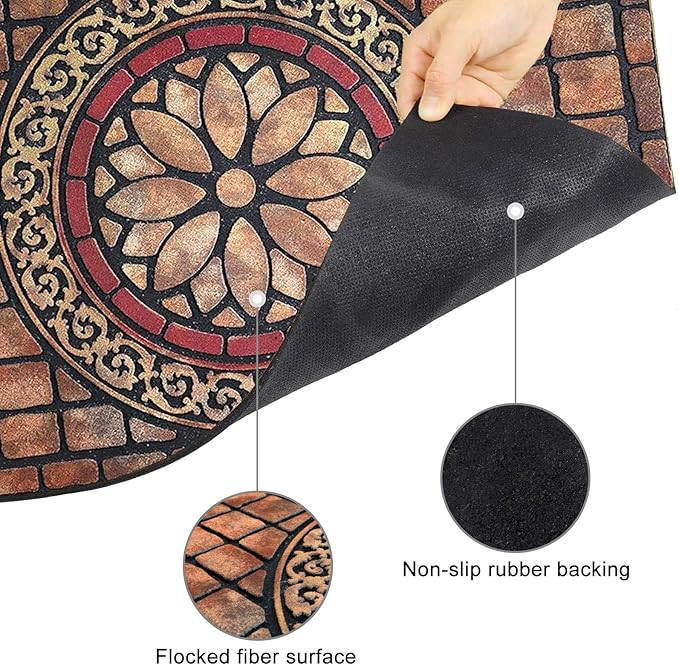 CHICHIC Rectangle Entrance Door Mat Large 18 x 30 Inch High Traffic Area Entry Way Doormat Front Door Rugs Outdoors Heavy Duty Welcome Mat, Non Slip Rubber Back Low Profile for Garage