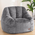 MAXYOYO Bean Bag Chair, Comfy Bean Bag Sofa with Back Support, Faux Fur Bean Bag Chair for Adults and Kids, Stuffed Floor Sofa for Living Room, Bedroom, Apartment, Grey