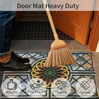 Door Mat Welcome Mat, Heavy Duty Door Mat 17.7 x 29.5 Inch Front Door Mat Rug Doormat for Outdoor Entrance Home Non-Slip Rubber Rug for Front Door, Outside, Entryway, Patio (Flower)