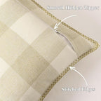 decorUhome Buffalo Plaid Check Fall Throw Pillow Covers 24x24 Set of 2, Outdoor Decorative Farmhouse Pillow Covers with Stitched Edge for Bed Couch Sofa, Cream White and Beige