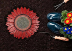 NAT & Jules Sunflower Shaped Dimensional Indoor Outdoor 12 inch Cast Resin Decorative Garden Stepping Stone, Patio, Walkway Sculpture Yard Art, Red