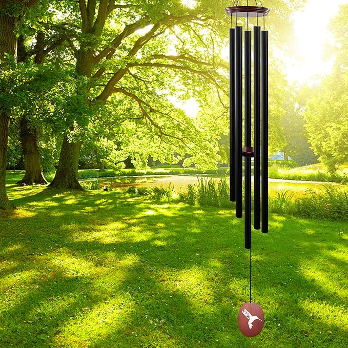 60" Wind Chimes Outdoor, WindChimes Large Wind Chimes for Outside Deep Tone with 5 Tuned Tubes and S Hook, Wind Chime Outdoor Decoration for Patio, Garden, Yard (Hummingbird)