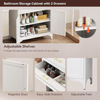 75” Tall Kitchen Pantry Storage Cabinet, Metal Bathroom Storage Cabinet with 2 Drawers and Adjustable Shelves, Kitchen Pantry Cupboard, Freestanding Cupboard for Bathroom, Living Room (White)