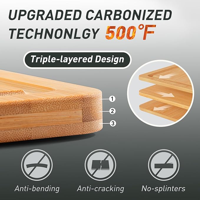Bamboo Cutting Board Set Non Slip Feet with Holder Over Sink Kitchen Gadgets Seller 2025 First Apartment Must Haves Things Stuff Accessories House Warming Decor Housewarming Hostess Host Gifts